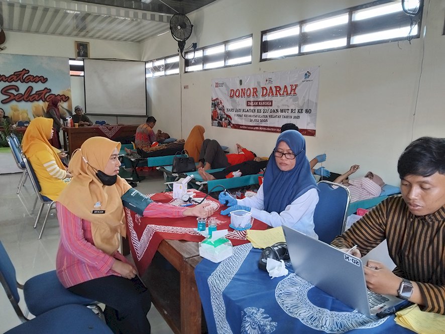 PMI Klaten Selatan Gelar Donor Darah Memeriahkan HUT Kabupaten Klaten ke-221